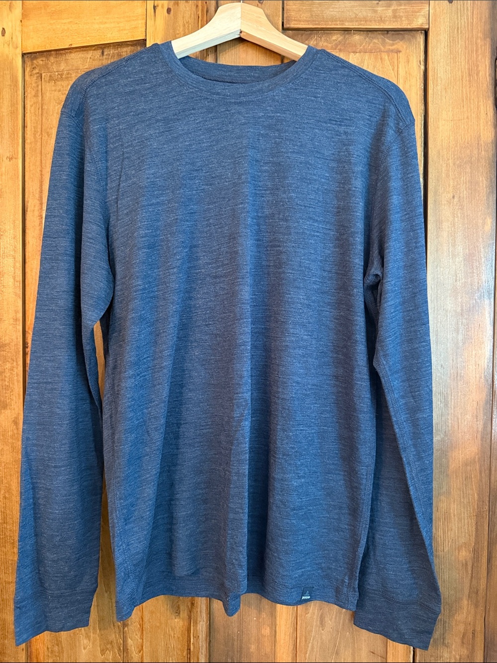 Prana Men's L Long-Sleeve Crew in Heather Navy Athleisure Outdoors Comfort